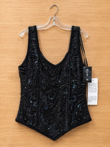 Beaded black corset top - beaded,