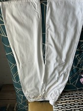 White Linen Wide Leg Trousers Size 12 Regular