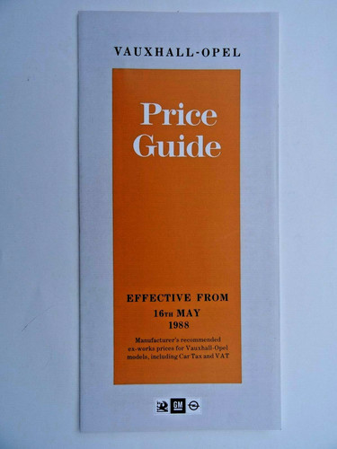 Vauxhall price guide 1988 - price,