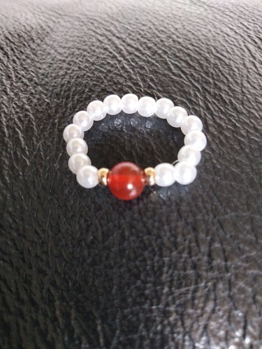 Faux white pearl - white, stretch