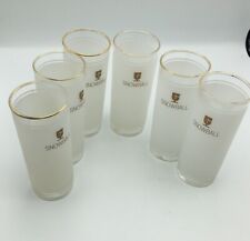 Snowball Frosted  Goldwell  Tall Glasses Vintage X 6