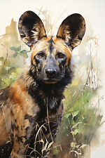 African Wild Dog, Jungle Animal Poster, Safari Animal Poster, Wall Decor Print