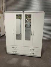 4-Door Wardrobe with Drawers and Mirror Ready Assembled