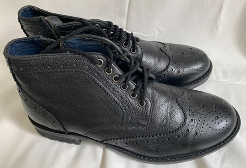 Mens black zip lace brogue - &,