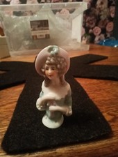Vintage Porcelain Half Doll / Pin Cushion 6" Art Nouveau