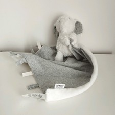 Mamas & Papas White Grey Plush Elephant Comforter Soother DOUDOU Blanket