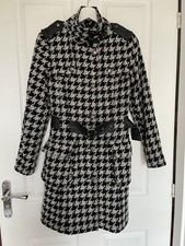Ladies Barbour International Black Streak Classic Long Wool Coat / Jacket Size 8