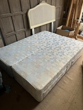 Double bed - Oka Willis & Gambier Ivory Rattan Caned Headboard, mattress & divan