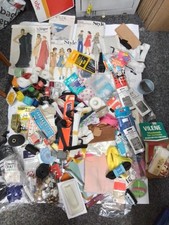 Joblot of Vintage Sewing Accessories including thread, Singer parts, patterns