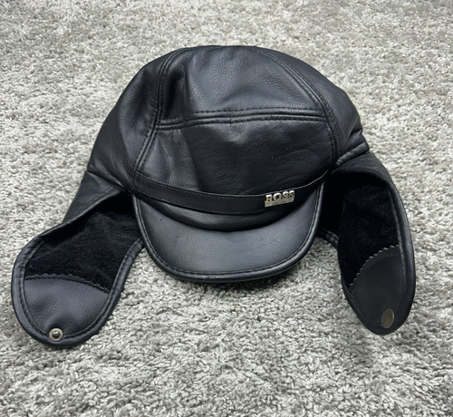 Hugo boss leather hat cap - leather, mens