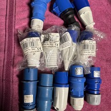 Various 3 Pin Blue Commando Plug x 9 & Sockets x 3. All 240V 2P+E 16amp IP44 New