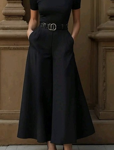 Black silk cotton wide - silk, leg