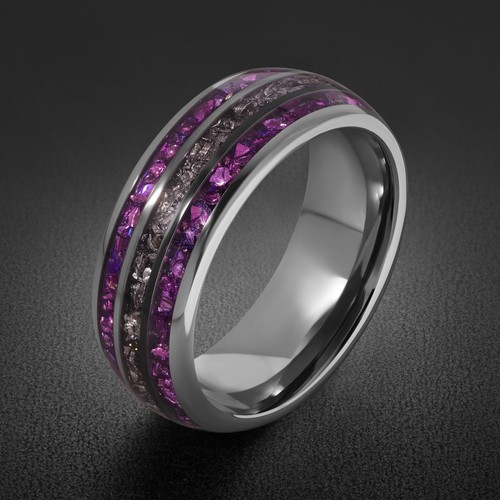 Amethyst ring with meteorite - amethyst,