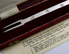 ENGLISH 1633 COPY SOLID STERLING SILVER MANNERS PICKLE FORK 1973 CASED