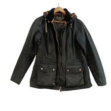  Barbour South Shields Women's Navy Blue Wax Cotton Hooded Jacket UK 12 Preloved