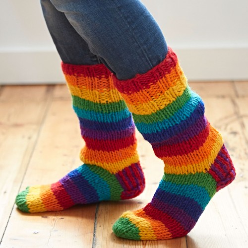 Hand knitted woollen rainbow - woollen,