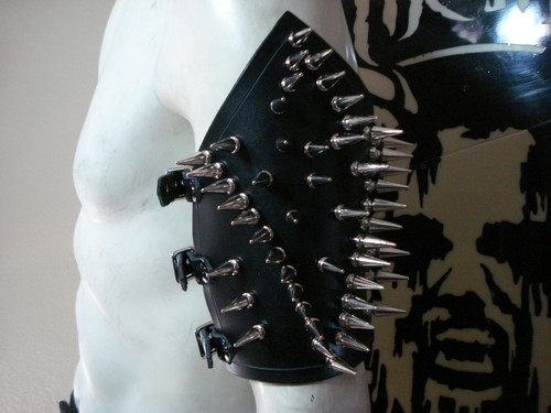 Leather spiked armband black - leather,