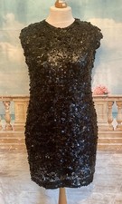 Dress 16 Black Evening Sequin Phase Eight Gatsby Mini Flapper Party Club 1920's