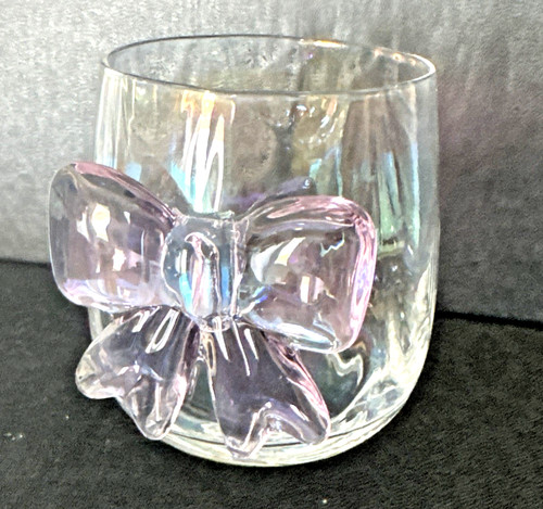 Iridescent clear glass cup - ab,