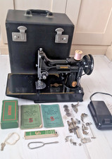 Singer 221K Featherweight Sewing Machine & Case 14 Feb 1950 in Working Condition