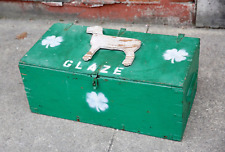 Vintage Tool Box Wood Chest Farm Sheep Crate Trunk Green 4 Leaf Clover 4H