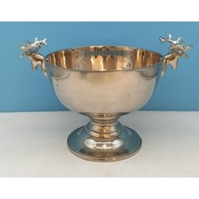 Large Serving Bowl/Punch Bowl/Centre Piece Bowl with Stags Figural Head Handles