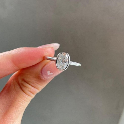 14k white gold over - 14k, oval