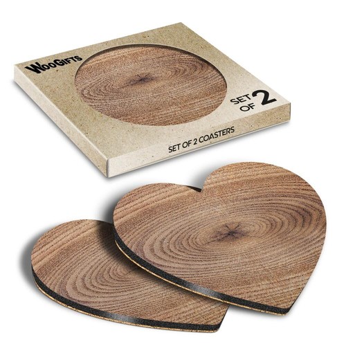 Heart mdf coaster ash - ash, tree