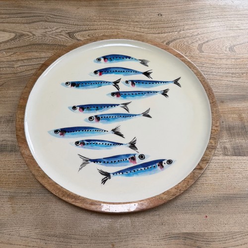 Blue white fish serving - &,