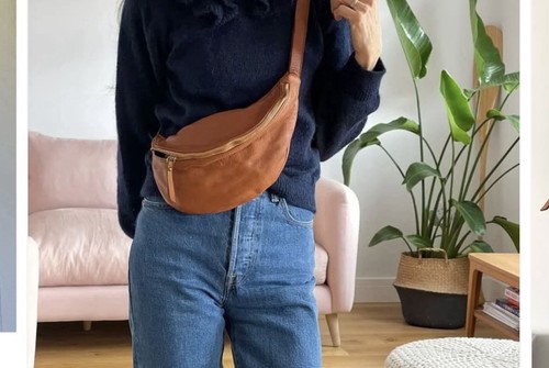 Washed leather sling - washed, sling/bumbag