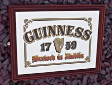 Stunning Vintage Guinness Mirror In Wooden Frame Brewed In Dublin 1759 Framed