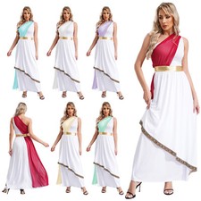 UK Women's Greek Toga Dress Costume Roman Empress Tunic Robes for Cosplay Party