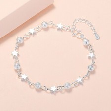 Stunning Bead Star Charm Bracelet 925 Sterling Silver Women Girls Jewellery Gift