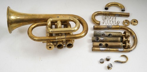 Vintage brass pocket trumpet - vintage,
