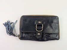 Oushka Navy Leather Zip Around