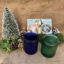 2x Antique Vintage Blue &