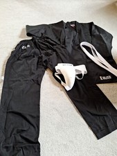 BLITZ Youth  Black Polycotton Lightweight Karate Suit - 180cm With Belt & Wraps 