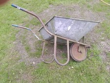 Vintage Rustic Galvanised Zinc Metal Wheel Barrow/ Ideal Garden Planter