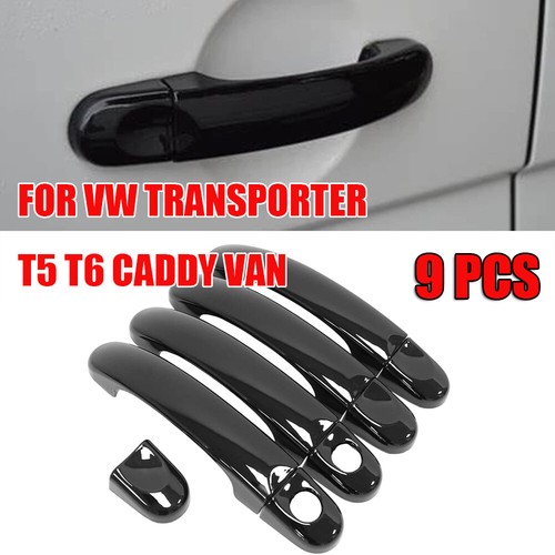 9pcs gloss black door handle - 9pcs,
