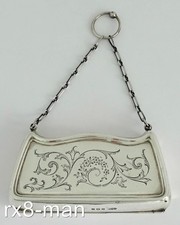 1916 ANTIQUE SOLID STERLING SILVER LADIES PURSE WITH FINGER CHAIN & RING