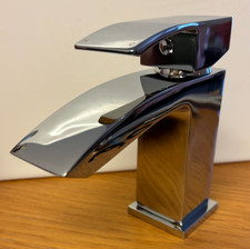 Wash Hand Basin Mixer Tap Chrome Square Single Lever Bathroom Sink Solid Brass