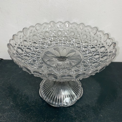 Vintage crystal glass pedestal - glass,