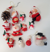 Vintage 50's Father Christmas Elf Red Flocked DecorationBundle 12cm
