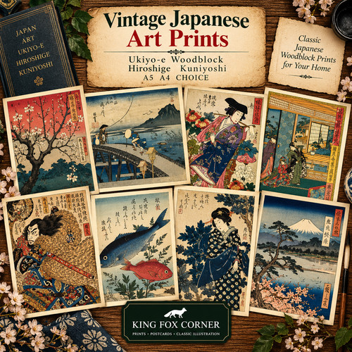 Vintage japanese art prints - vintage,