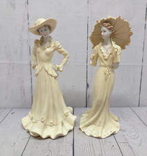 Victorian Style Ladies Ornamental Vintage Lady Figurines 10.5" Tall