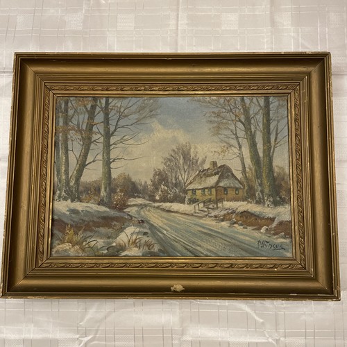 Antique framed oil - antique, on