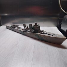 Vintage Wooden Model WW2 Destroyer? Folk Art Trench Art