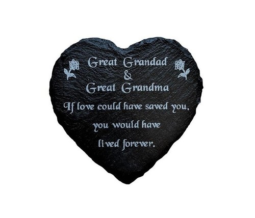 Engraved slate heart memorial - heart,