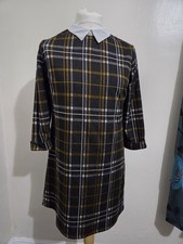 Primark Women’s Dress Size 14 Check Tartan Shift Dress 3/4 Sleeve Retro Mod 