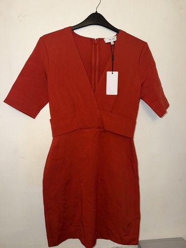 Reiss red neck pencil dress - red, v-neck